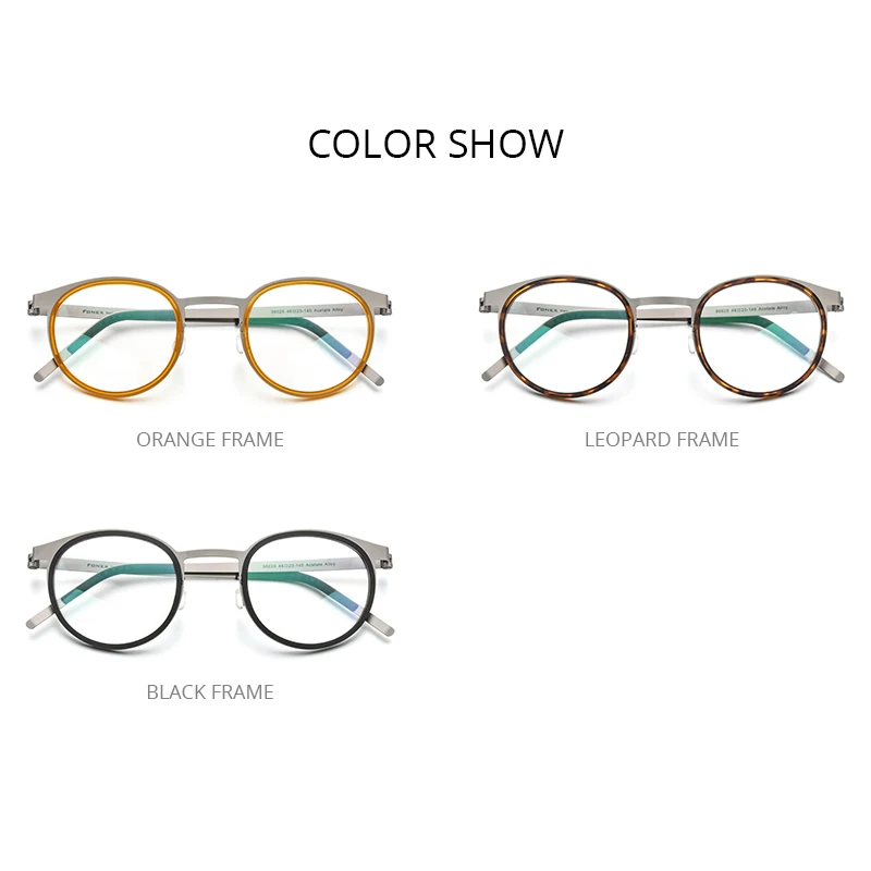 Montura de gafas de aleación de acetato FONEX para hombre, gafas redondas de diseño de marca, gafas coreanas ultraligeras de Dinamarca Morten sin tornillos 98625
