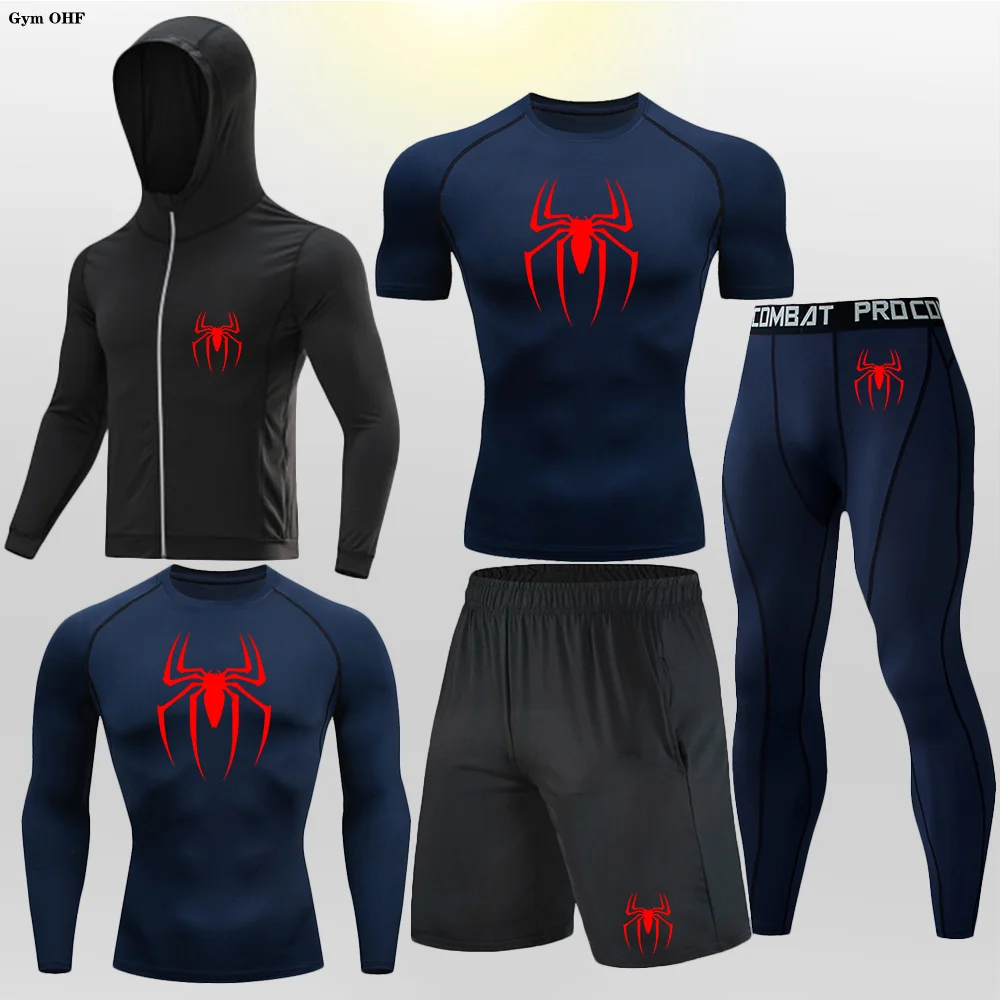 Ropa deportiva de superhéroe para hombre, ropa deportiva de secado rápido, Kit de entrenamiento, ropa interior deportiva de invierno, traje para correr para hombre, MMA Rashgard