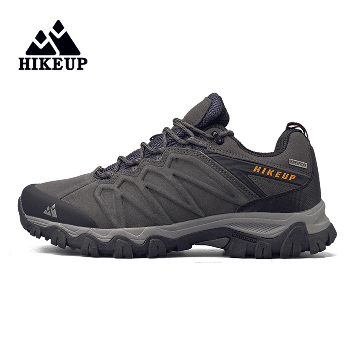 HIKEUP, zapatos de senderismo de cuero de alta calidad, duraderos, para deportes al aire libre, zapatos de cuero para senderismo para hombres, zapatillas de deporte con cordones para escalar y cazar