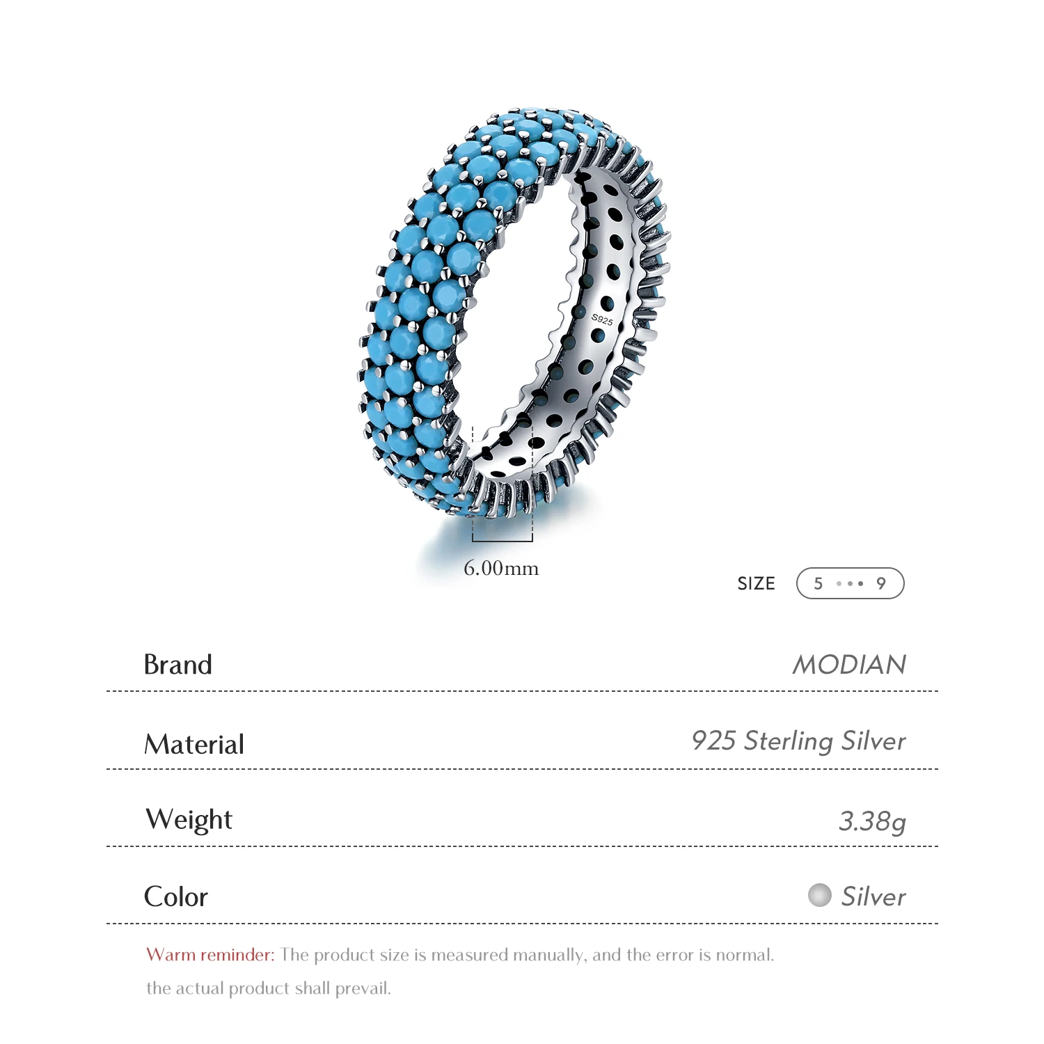 Anillos de dedo MODIAN de Plata de Ley 925 auténtica de lujo turquesa para mujer, anillos de estilo bohemio Retro Vintage, joyería fina Anel