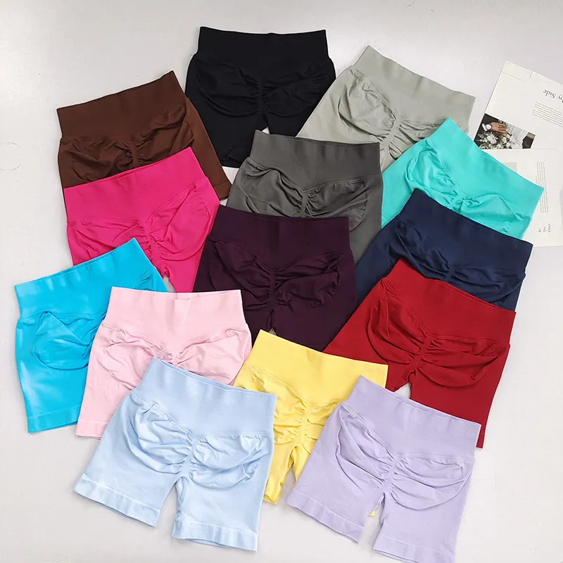 Pantalones cortos deportivos sin costuras de cintura alta para mujer: compresión para control de barriga, levantamiento de glúteos, transpirables de alta elasticidad, para YOGA
