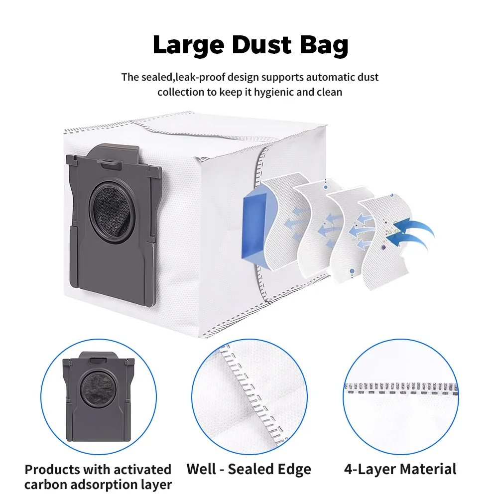 Paños de Limpieza, Bolsas para Polvo para Dreame X50 Pro/X50 Ultra/X50 Master/L40S Pro Ultra/L50 Pro Ultra/MOVA V50 Ultra, Cepillo Lateral Principal, Filtros