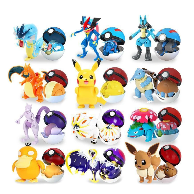 Figuras de acción de Pokémon para niños, 12 estilos, Pikachu, Eevee, Mewtwo, Greninja, Pokeball, modelo de Mascota, juguetes, regalos