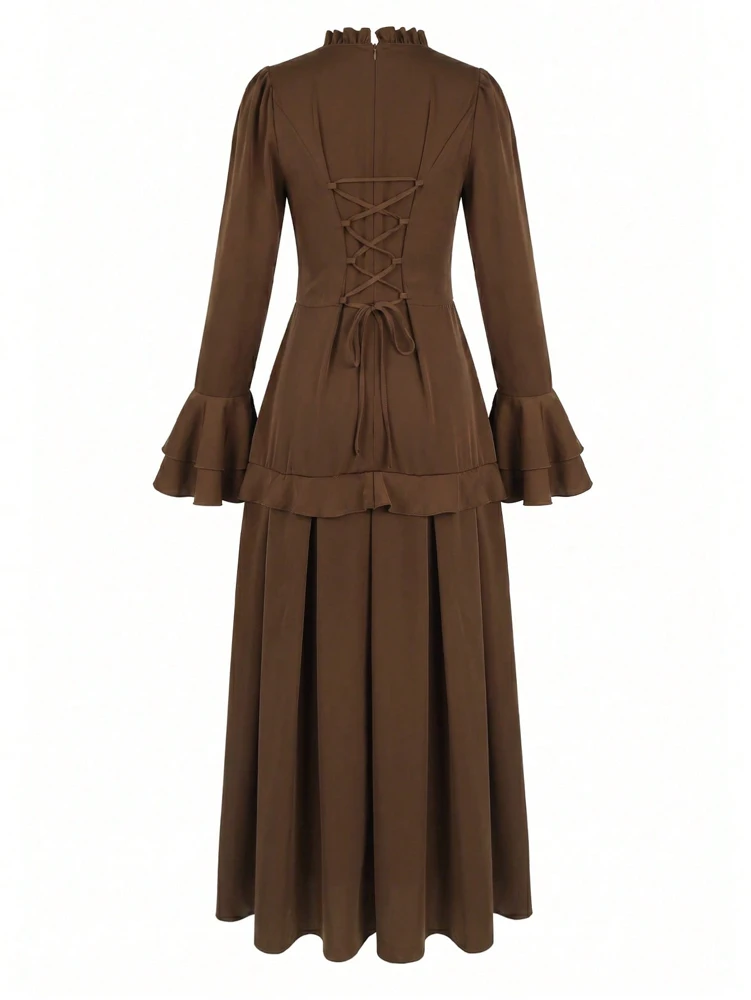 Novedades Otoño 2026: Vestido Maxi de Satén con Cintura Ajustada y Mangas Campana para Mujer — Elegante, Sofisticado, Perfecto para Eventos Nocturnos