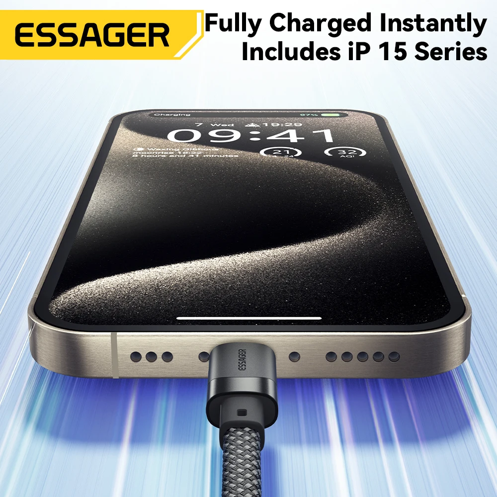 Essager USB C a C 100W Cable cargador rápido magnético para iPhone 15 65W tipo C a C Cable de carga de datos para ordenador portátil Samsung