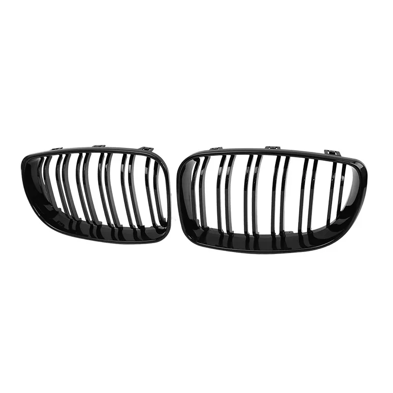 Para BMW E81 E87 E82 E88 128I 130I 135I parachoques delantero de coche rejilla de riñón parrillas de carreras rejillas negro brillante parrilla de doble listones 07-11