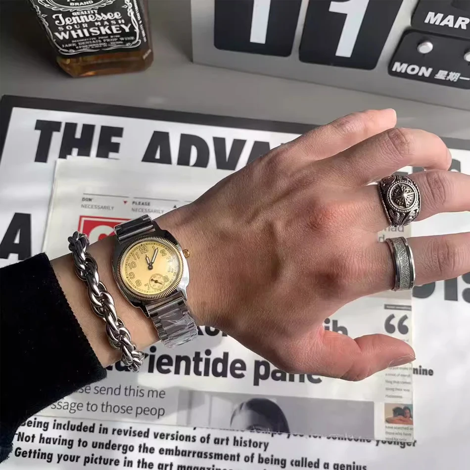 Relojes Y2K impermeables para hombres y mujeres, reloj de pulsera japonés retro luminoso para hombre, reloj de cuarzo de acero inoxidable de primera calidad