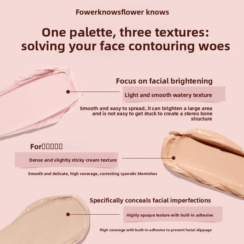 FLOR KNOWS THE SWEETIE BEAR Corrector de 4 colores Paleta iluminadora que cubre las ojeras Base de contorno de cobertura total