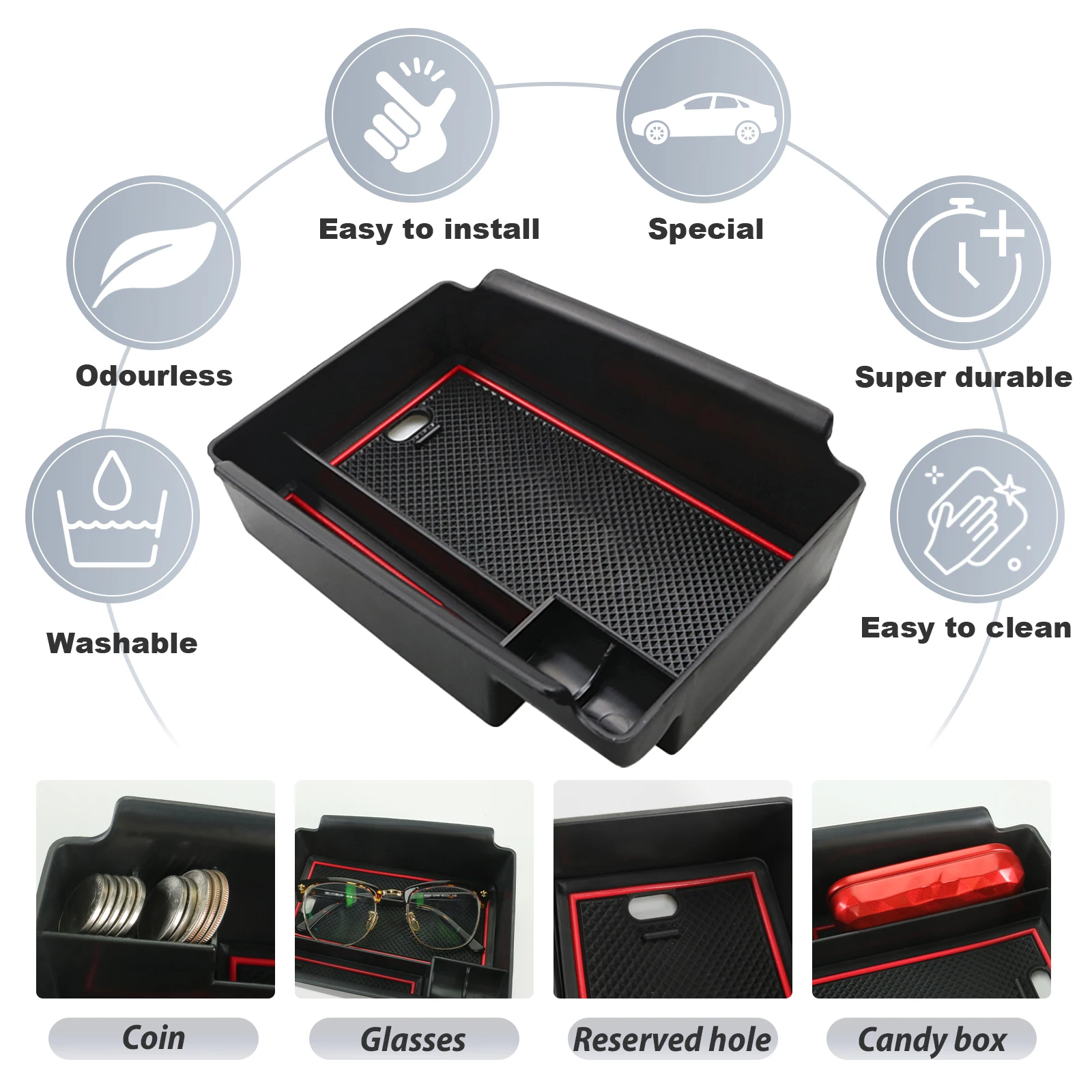 RUIYA para Skoda Octavia Mk4 2020-2026 apoyabrazos del coche Caja de almacenamiento de control central contenedor Auto Interior Octavia Mk4 Accesorios 2023