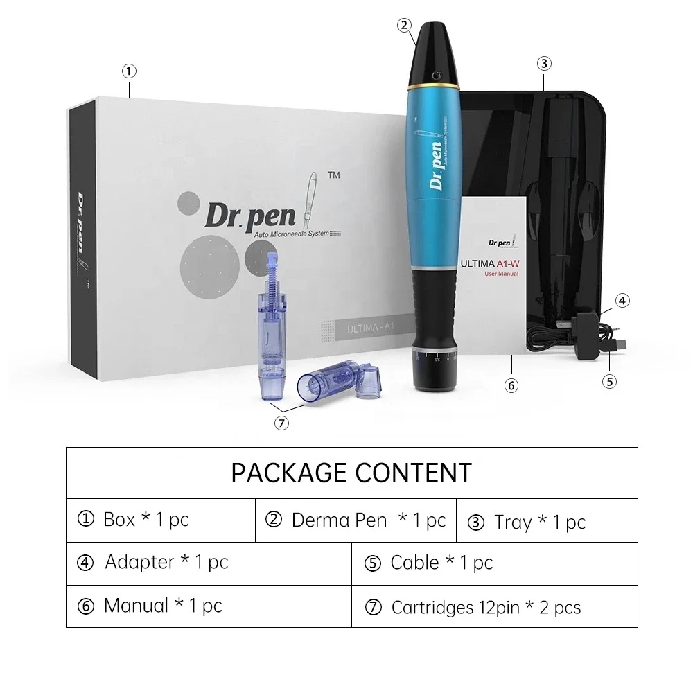 Dr.pen- A1 sello Derma pen eléctrico, dispositivo de microagujas, inalámbrico/con cable, mesoterapia, tatuaje MTS, PMU, Ultima-A1, C/W, cuidado de la piel