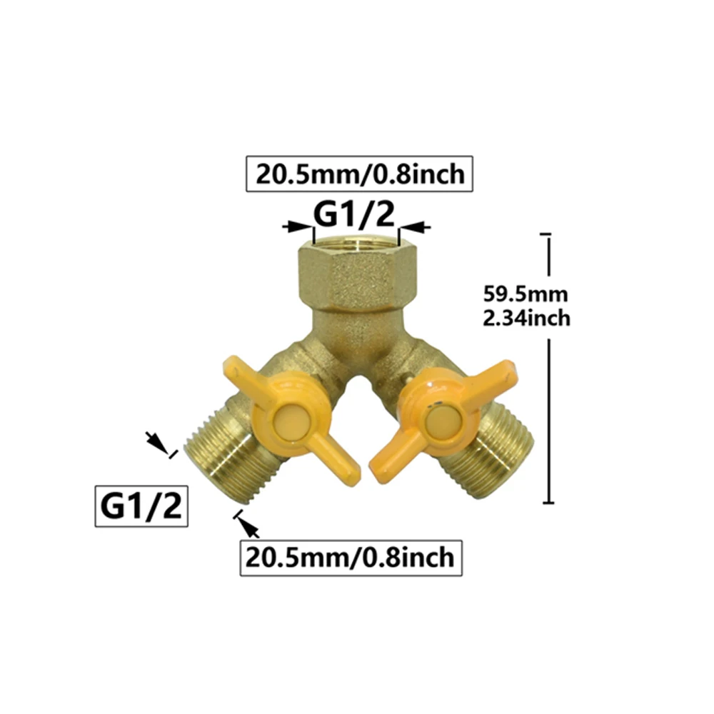 Latón 1/2 hembra a 1/2 rosca macho manguera divisor válvula conector Accesorios de reparación de cobre acoplador de tubería de agua roscado de Metal