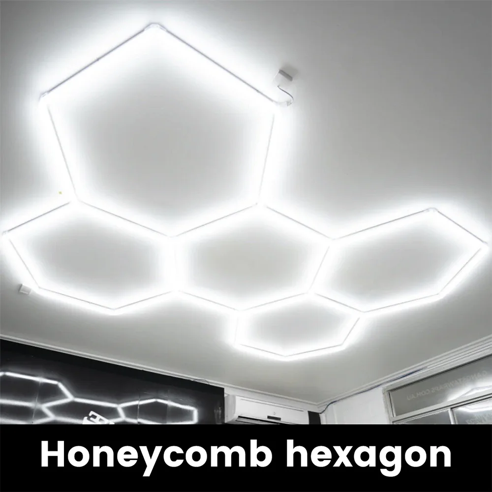 Luz blanca LED hexagonal en forma de panal para garaje, temperatura de color superbrillante de 6500K instalada en el techo, adecuada para garajes