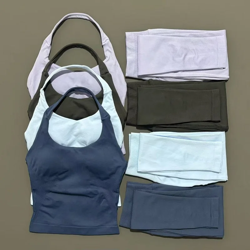 Ropa deportiva de 2 piezas para mujer, conjunto de Yoga, ropa de gimnasio, ropa deportiva, trajes de Yoga, conjunto de Fitness, chándales, Top deportivo, conjunto de mallas de gimnasio