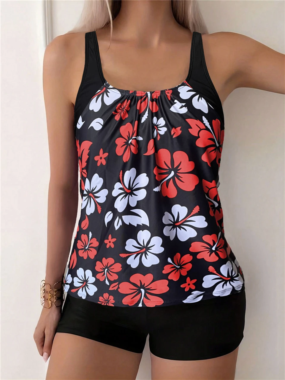 Conjunto de Tankini con Estampado Floral 2026, Traje de Baño de Dos Piezas, Traje de Baño Corto con Tirantes para Mujer, Ropa de Playa, Traje de Baño de Verano