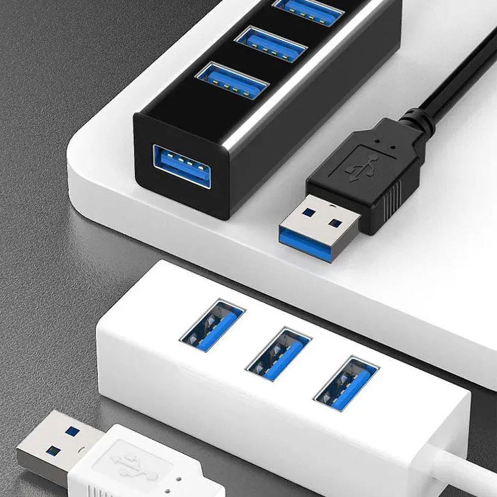 Expansor USB 2.0, Divisor/Hub USB, Adaptador de Corriente Uno a Cuatro, 480 Mbps, Apto para Unidades Flash USB, Lector de Tarjetas, Cámara Digital