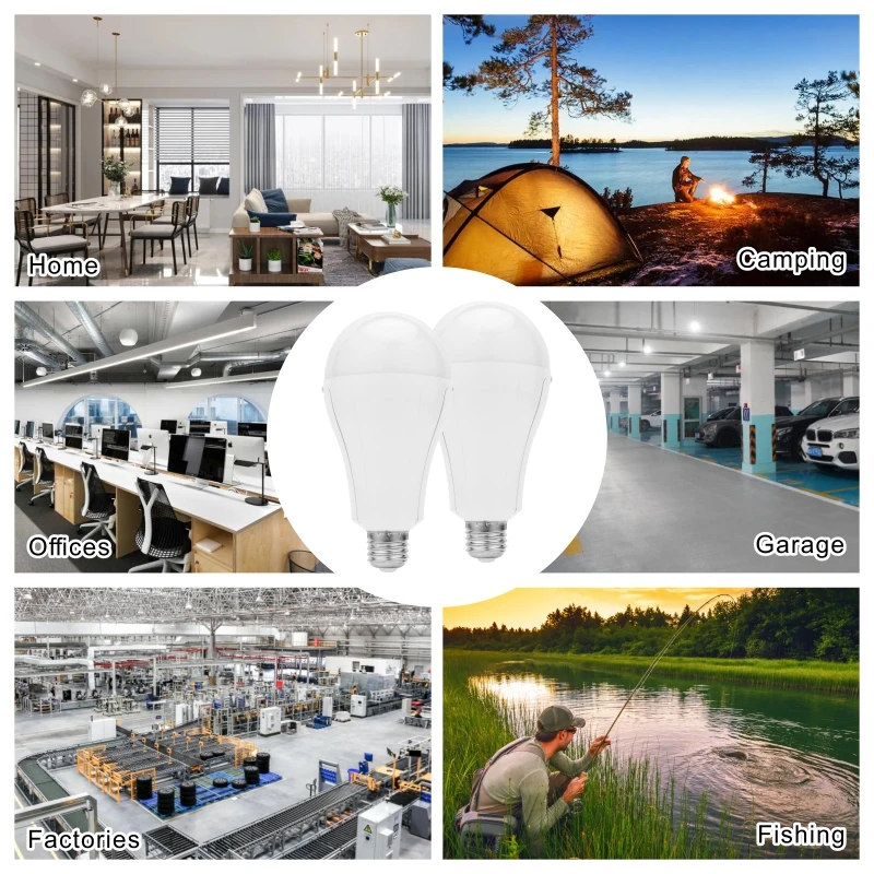 Bombilla LED de emergencia portátil E27 de 15W, lámpara de Camping recargable de 1600mAh, 85-265V para tienda de campaña de fallo de energía para el hogar, lámpara de jardín