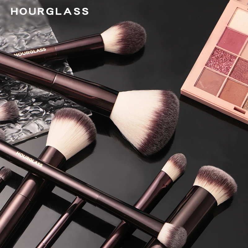 Juego y Kit de brochas de maquillaje con forma de reloj de arena, incluye base en polvo, corrector, colorete de labios, bronceador, sombra de ojos, delineador de ojos, pincel para resaltar