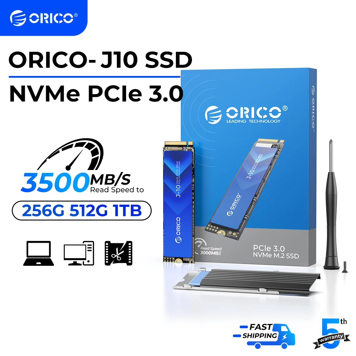 ORICO J10 M.2 NVMe SSD PCIe 3,0 SSD 3100MB/S M.2 M Key 2280 Unidad de estado sólido interna para editor de audio 1TB 2TB 4TB