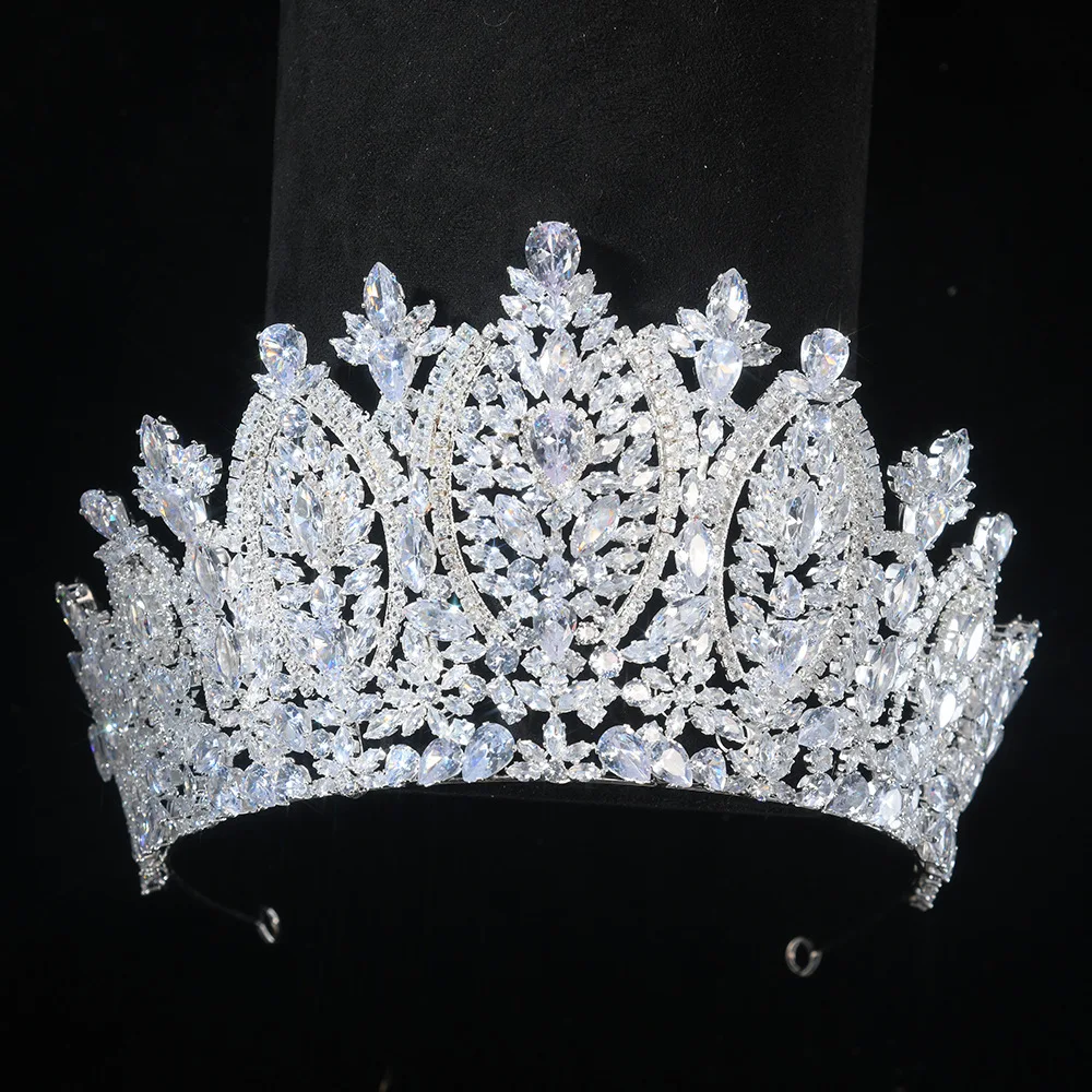 Corona de Reina Barroca para Novia, Tocado de Cristal, Coronas Grandes, Tiaras para Mujer, Joyería para el Cabello de Novia, Accesorio para Fiestas y Concursos