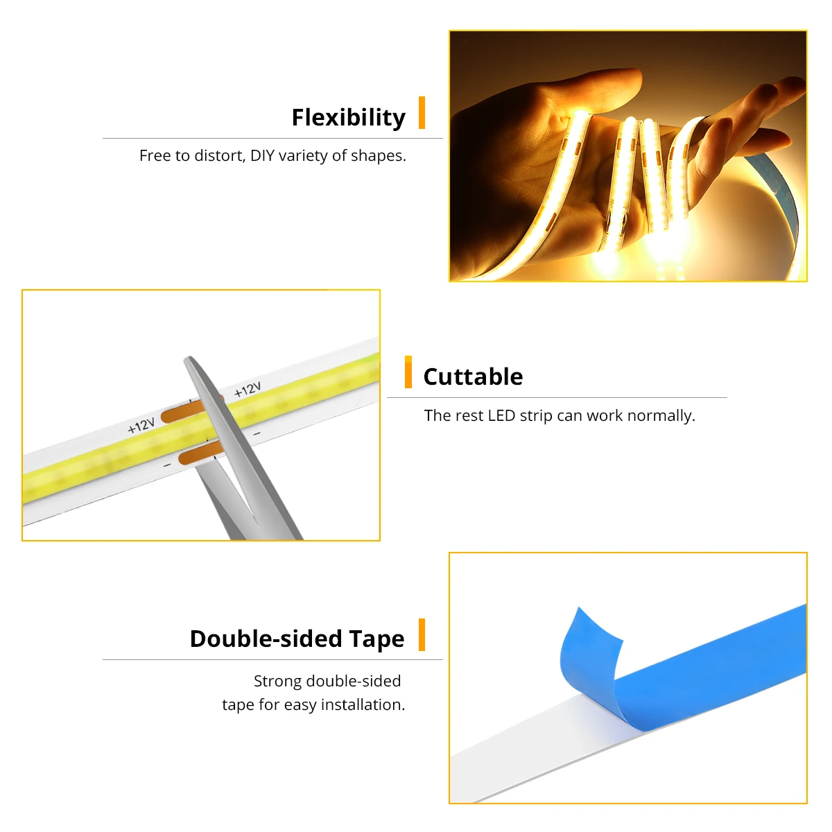 Atenuador táctil de espejo de madera Penetrable, tira de luz LED COB con Sensor de movimiento, 24V, 5M, 10M, para retroiluminación de armario de cocina