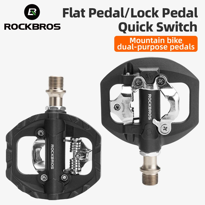 Pedales de bicicleta ROCKBROS, rodamiento sellado, tacos planos antideslizantes impermeables, pedales de ciclismo de una sola pieza de nailon, accesorios para bicicleta de carretera SPD