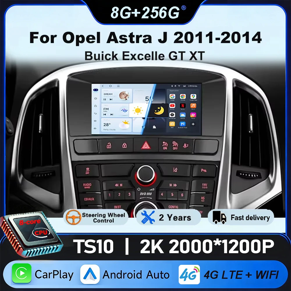 Radio de coche de 7 pulgadas para Buick Excelle GT XT Opel Astra J 2010-2013 CD300 CD400 Carplay Android Auto Stereo Multimedia Autoradio QLED