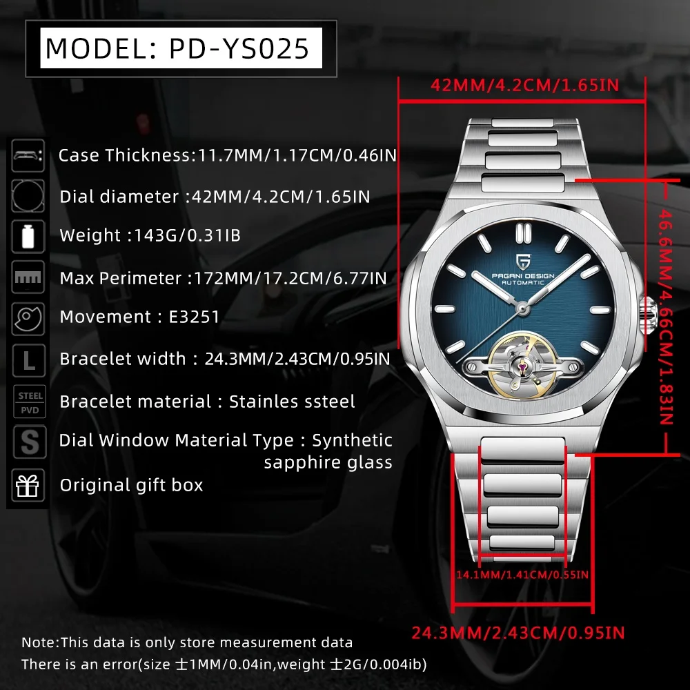 PAGANI DESIGN, nuevo reloj Tourbillon mecánico ahuecado para hombre, reloj deportivo elegante con zafiro resistente al agua, reloj de acero 316L Movt japonés