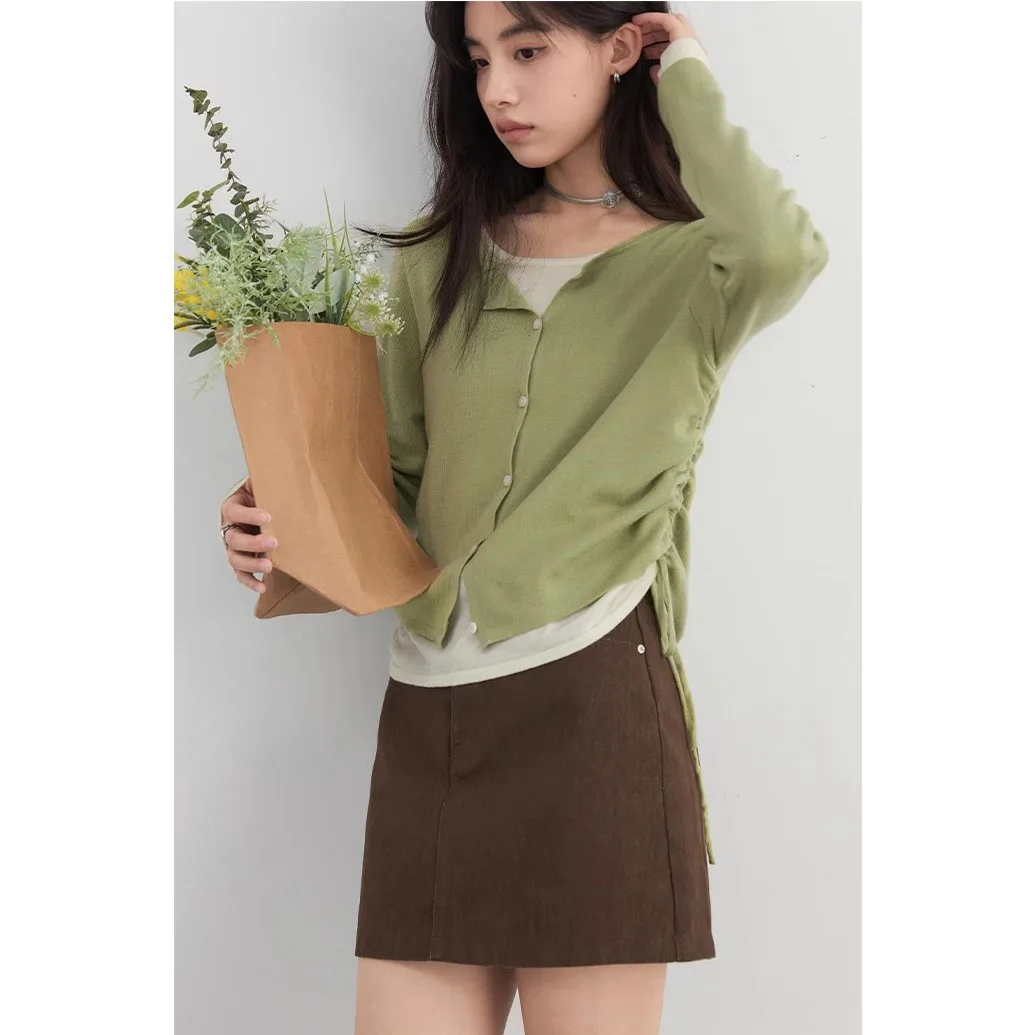 CHIC VEN-suéteres coreanos para mujer, Jersey ajustado con diseño, Top femenino con cuello redondo y cordón en la cintura, jerséis tejidos para primavera y verano 2025
