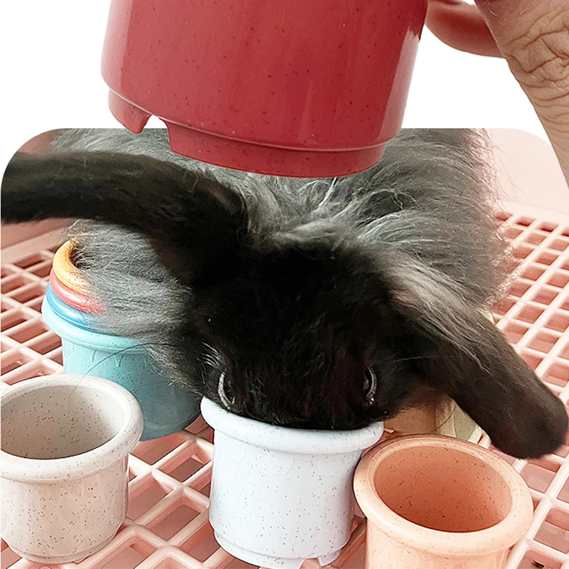 Juguete de tazas apilables para conejos, rompecabezas de animales pequeños reutilizables multicolores para esconder comida, juguetes para mascotas
