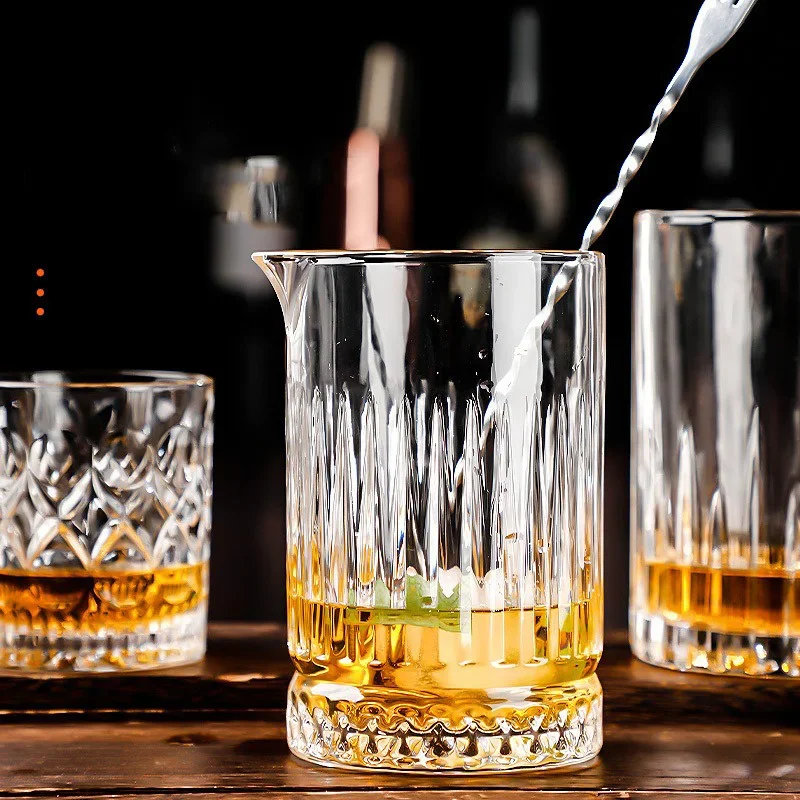 JUSTINLAU Vaso para Whisky, Coctelera Profesional, Vasos para Mezclar Cócteles, Vaso de Cristal para Mezclar, Herramientas de Bar para Bartender