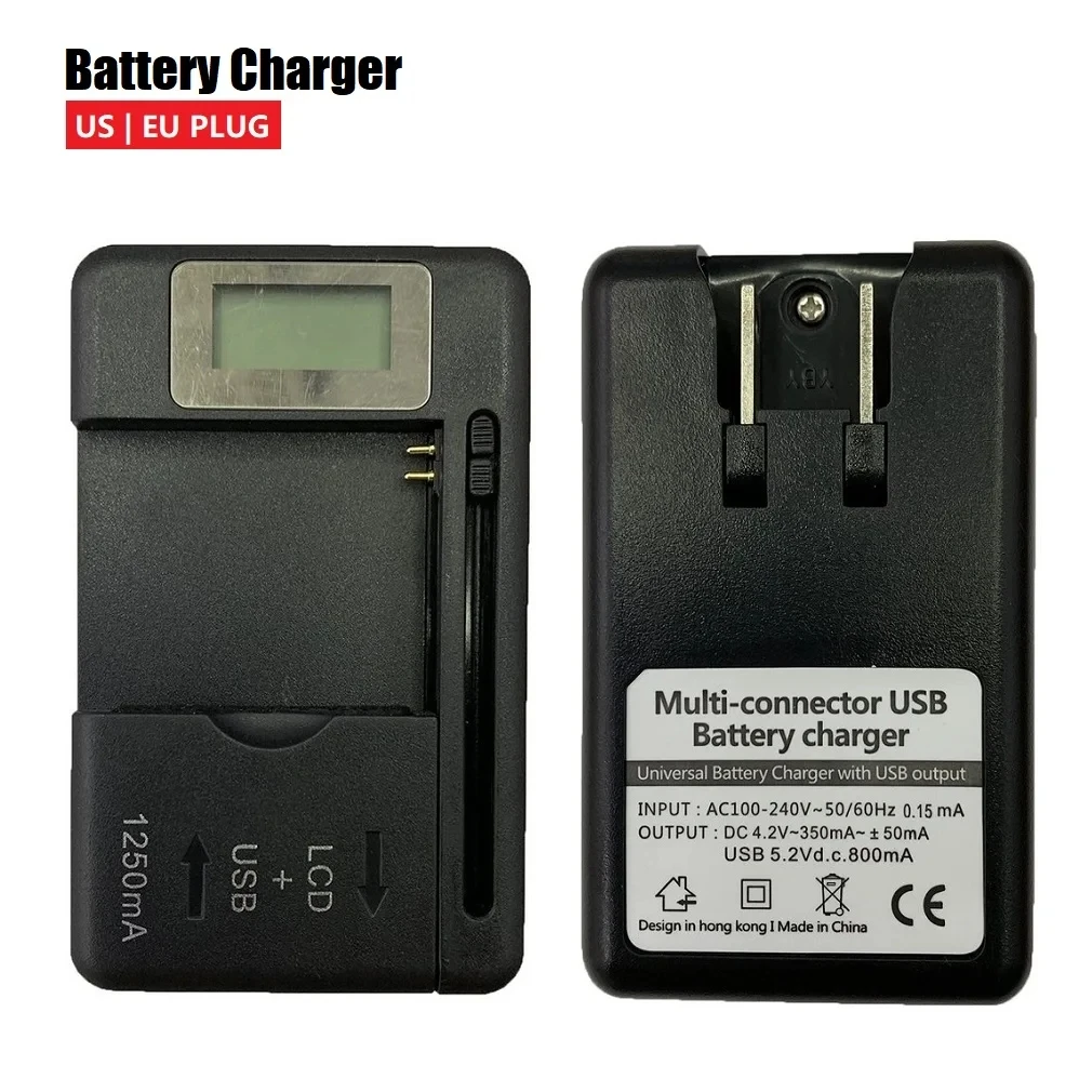 Cargador de batería Universal para móvil, pantalla indicadora LCD para teléfonos móviles con puerto USB, enchufe UE EE. UU. para batería de iones de litio de teléfono móvil