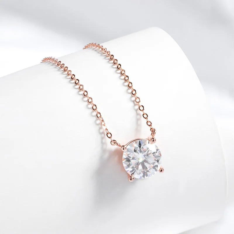 Smyoue-collar de moissanita de Color oro rosa de 1-5CT para mujer, colgante de diamante de laboratorio clásico brillante de Color D, Plata de Ley 925 100%