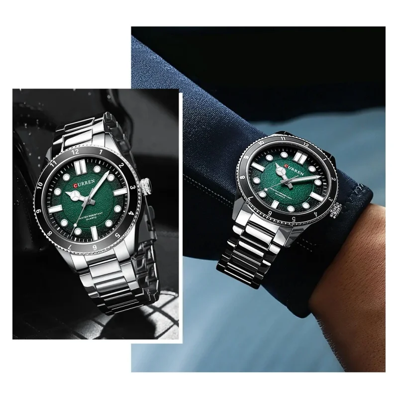 Reloj Deportivo Militar CURREN 8450 para Hombre, con Luz Nocturna, Resistente al Agua, Correa de Acero, Cuarzo, para Negocios y Ocio, Relojes Masculinos