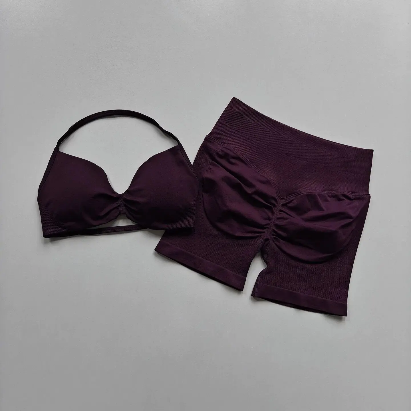 Conjunto de Yoga para Mujer, Fitness, Transpirable, de Secado Rápido, Espalda Bonita, Ropa Interior con Efecto Push-Up, Cintura Alta, Pantalones Cortos Levanta Glúteos