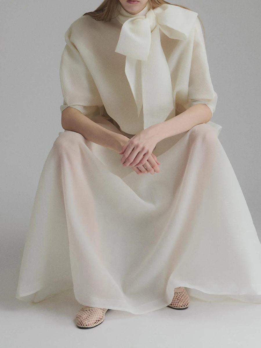 TWOTWINSTYLE, vestidos elegantes minimalistas sueltos para mujer, cuello alto, media manga, vestido elegante con pliegues de retales, ropa femenina nueva