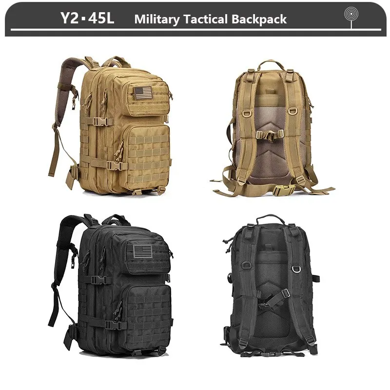Mochila táctica de asalto de 3 días para hombre, bolsa Molle grande de 38/45L, impermeable para exteriores, senderismo, Camping, viaje, 600D