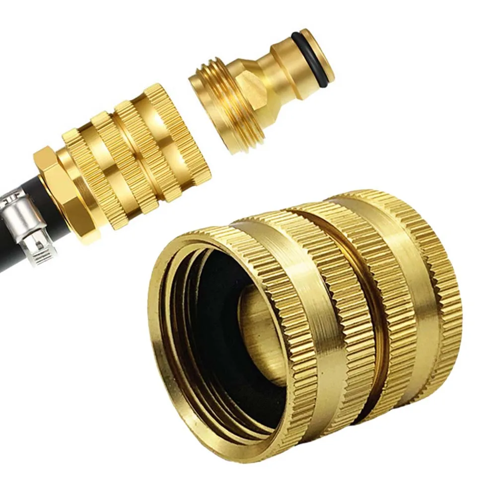 Conector hembra bidireccional, adaptador de manguera de jardín de latón macizo, adaptador de manguera hembra a hembra 3/4 para riego de jardín