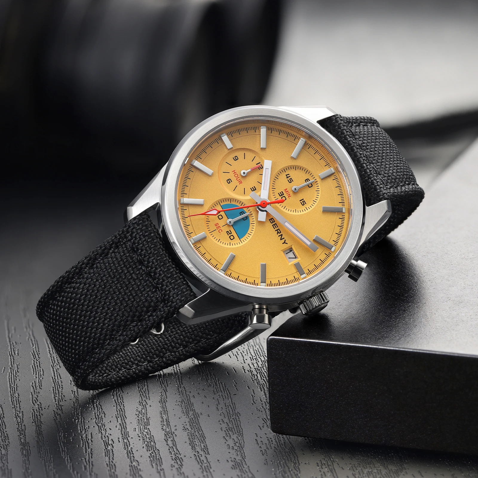 Reloj BERNY cronógrafo de cuarzo para hombre, luminoso, Miyota OS10, de lujo, con revestimiento AR, zafiro, resistente al agua hasta 5ATM, 2026, relojes deportivos para hombre
