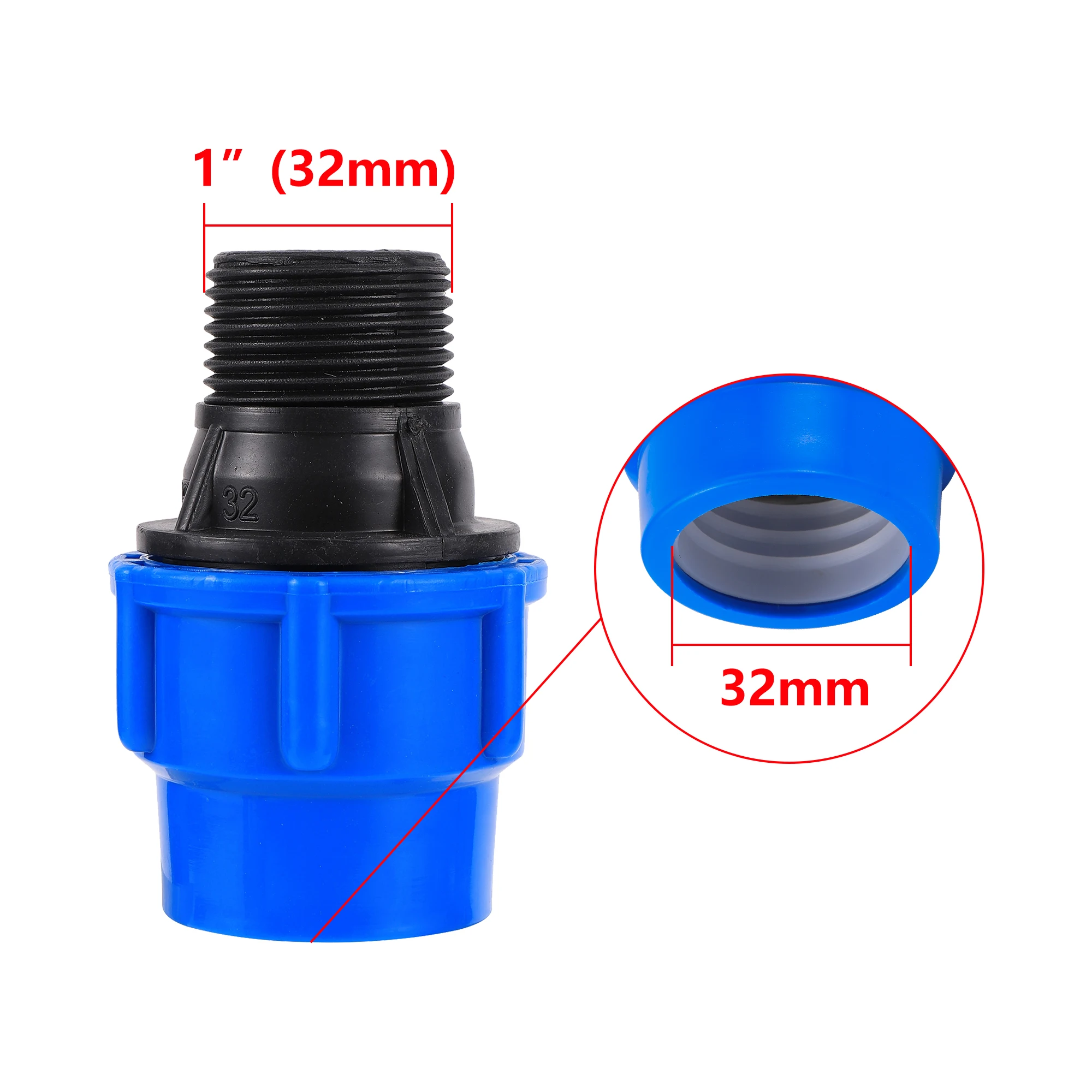 Adaptador de tubo de PVC PE 1/2 "3/4" 1 "1,2" 1,5 "macho a 20/25/32/40/50mm reductor adaptador de tubería de riego de jardín