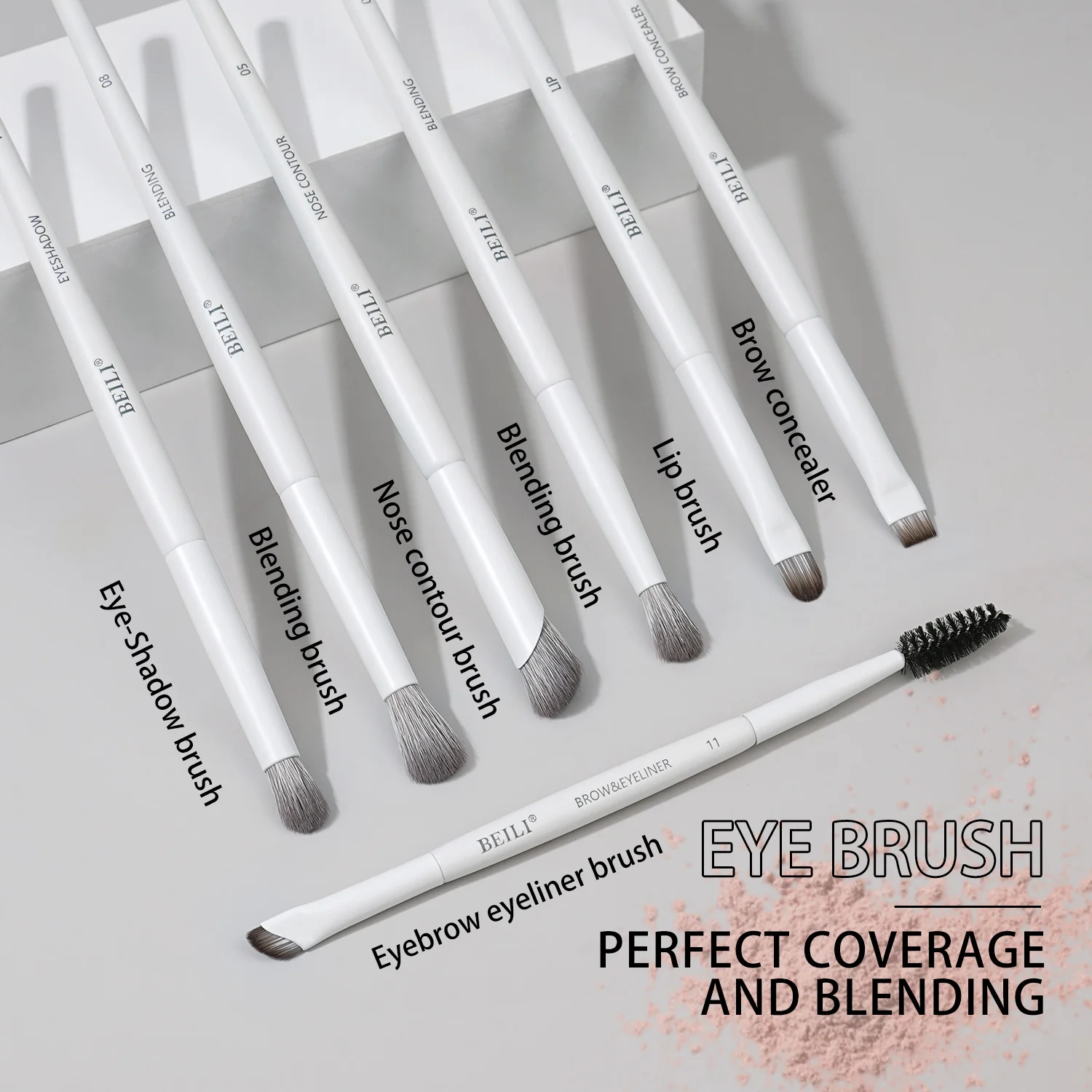 BEILI-Juego de brochas de maquillaje profesional vegano, 12 Uds., maíz, bambú, seda, ángulo en polvo, base, sombra de ojos, delineador de ojos, cosméticos
