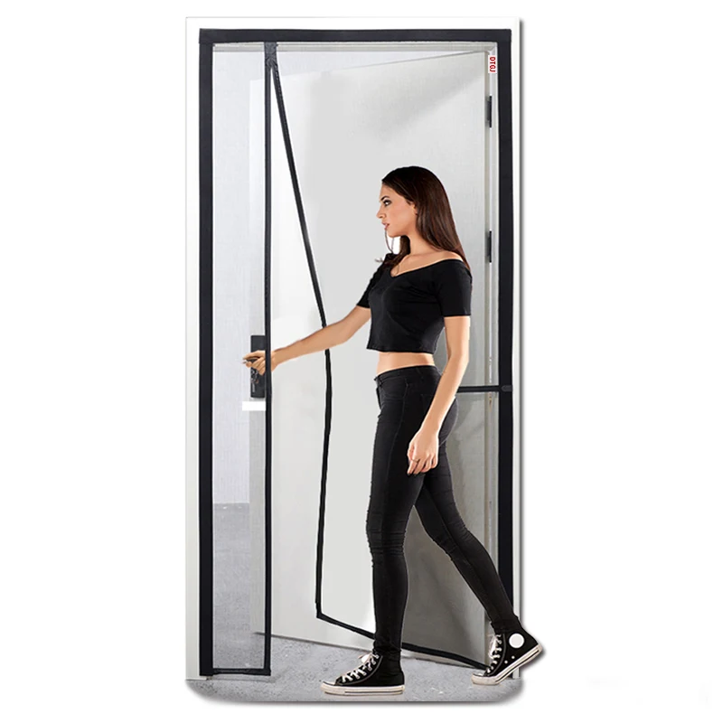 DTGJ-mosquitera con pantalla de puerta magnética abierta lateral, cortina de tamaño personalizado, malla Invisible antimosquitos para interiores de verano