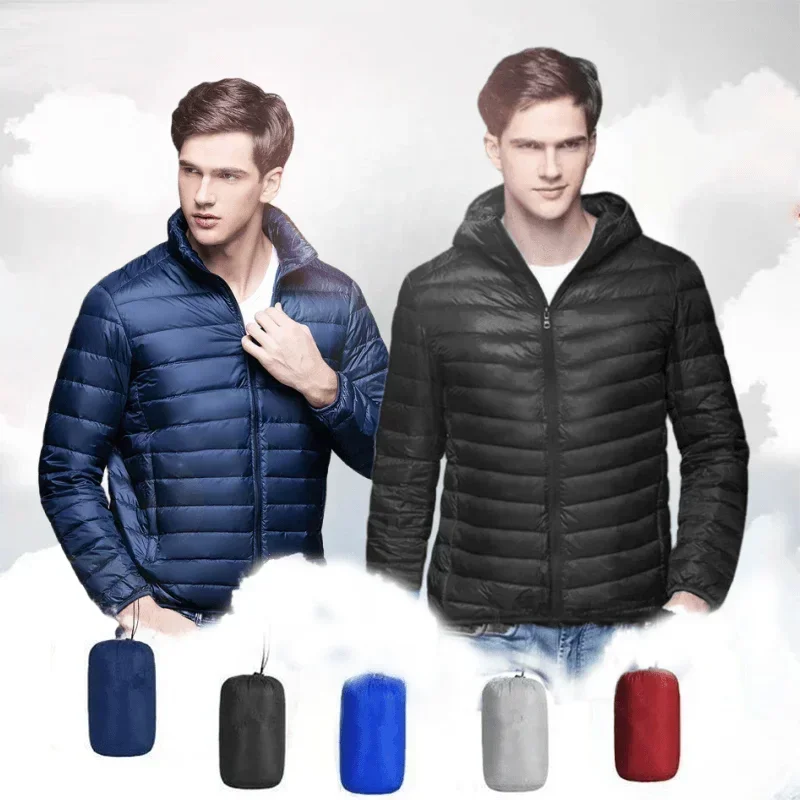 UETEEY 2024 Otoño Invierno chaqueta de plumón de pato blanco para hombre peso ligero cálido impermeable Casual al aire libre portátil abrigos acolchados para hombre