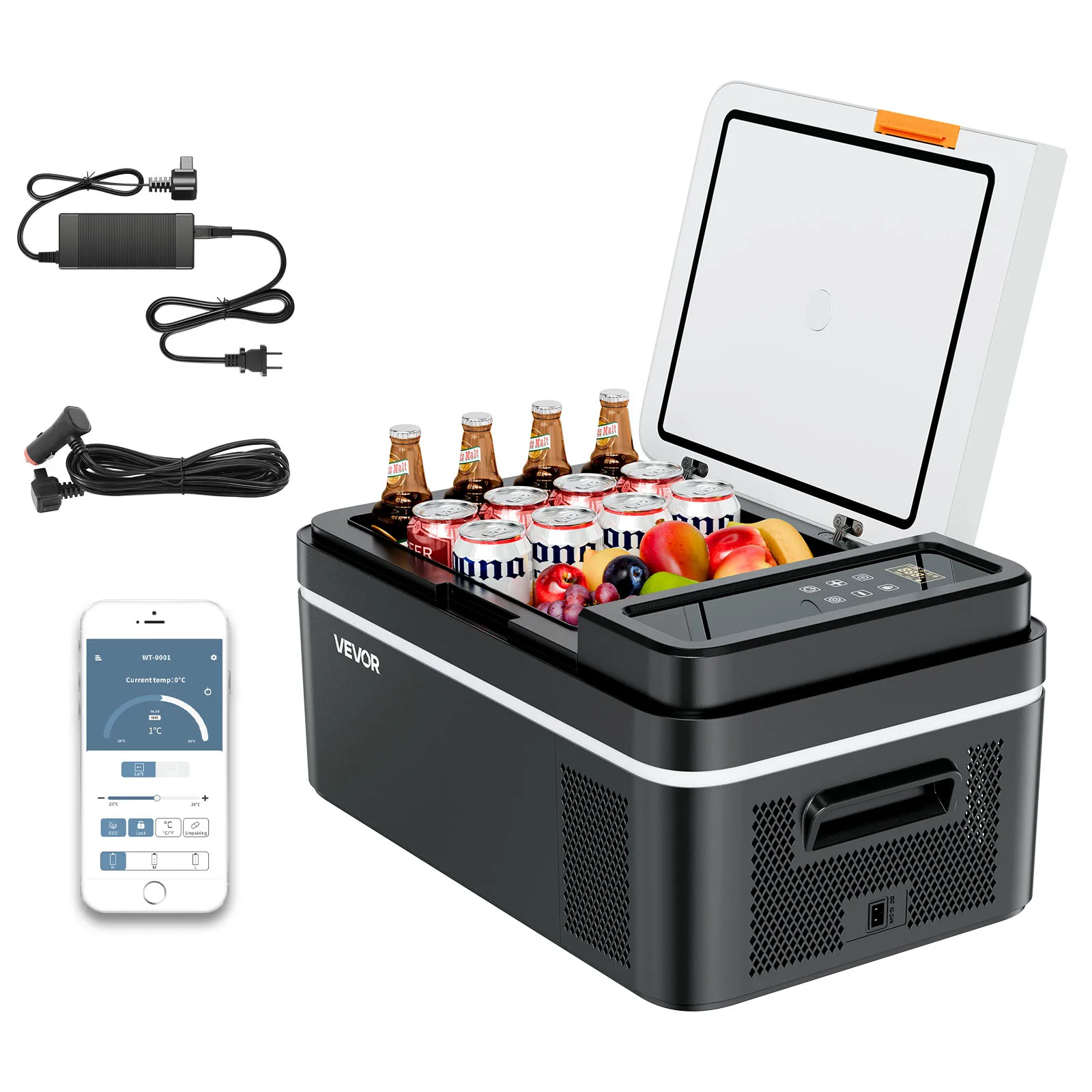 Succebuy Refrigerador Portátil para Auto de 15L 20L 22L 30L 45L 55L, Compresor Eléctrico 12V/24V DC 110-240V AC, Congelador para el Hogar