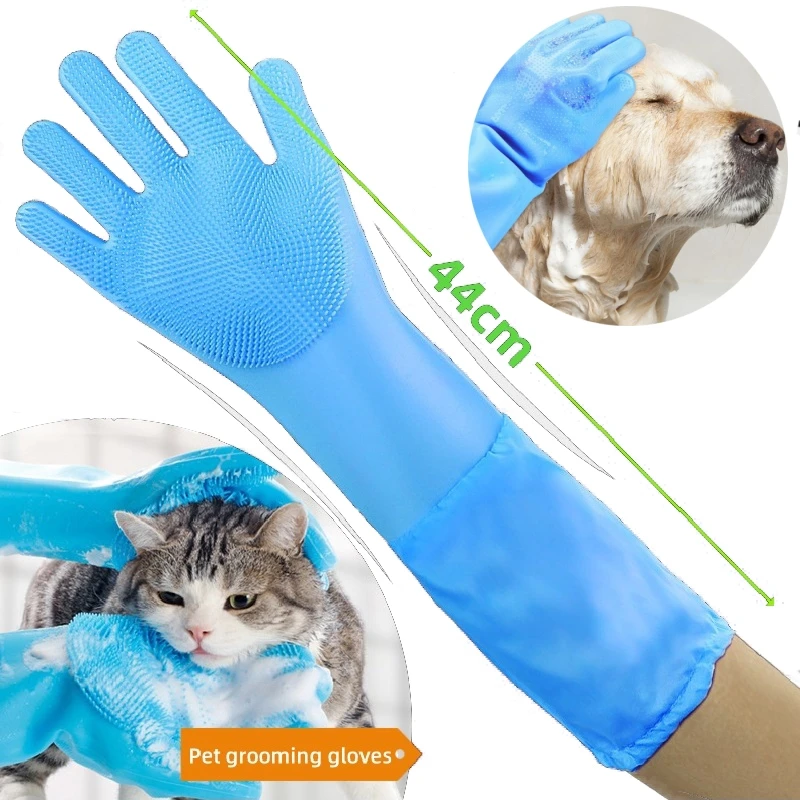 Guantes de limpieza para el cuidado de mascotas, guante de baño para perros y gatos, champú indirecto, depurador de Gel, guante de silicona suave y limpio, protección de la piel de las manos