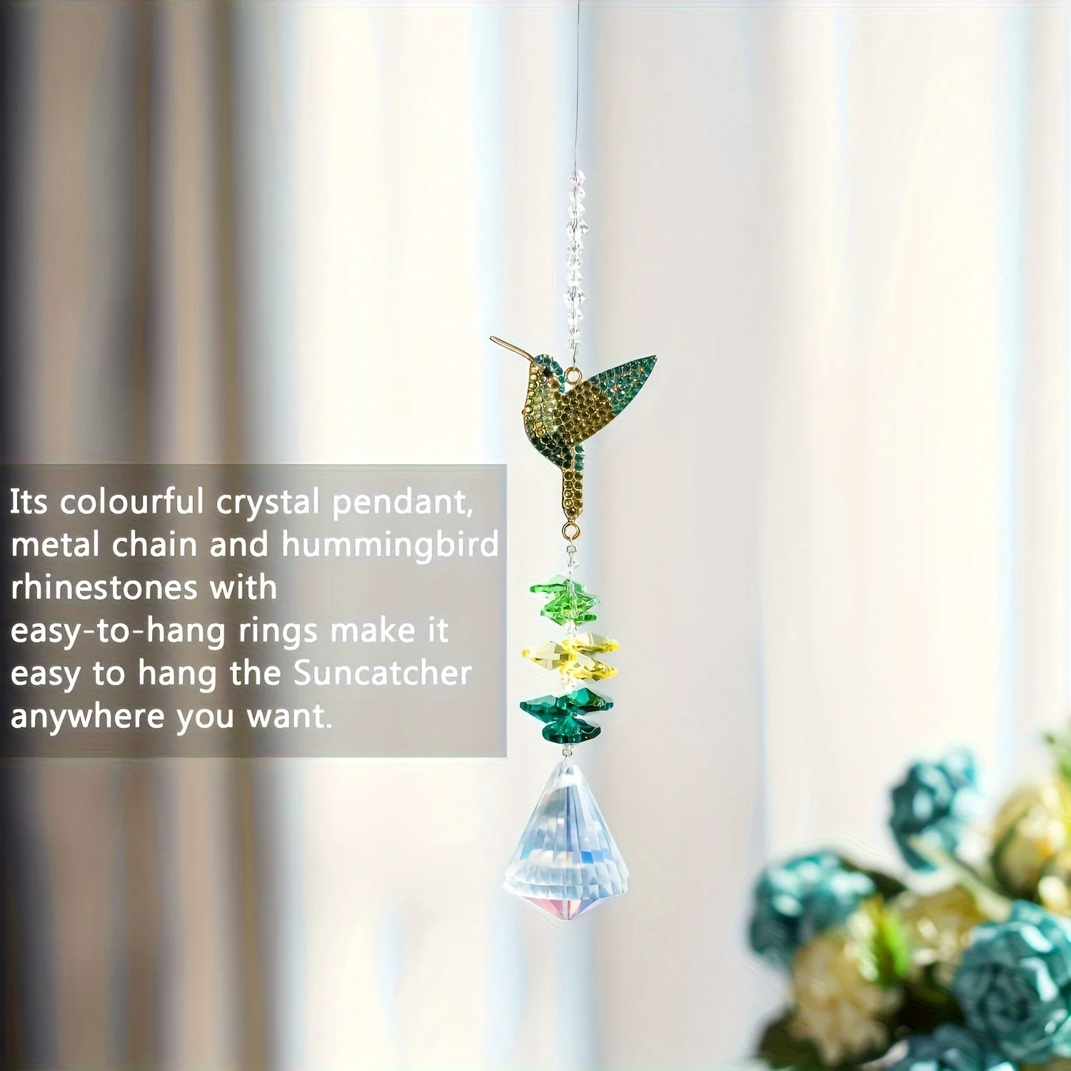 1/3 piezas de atrapasoles de cristal con pedrería de colores en forma de mariposa, abeja y colibrí, impresionantes adornos colgantes para ventanas de casa y jardín.