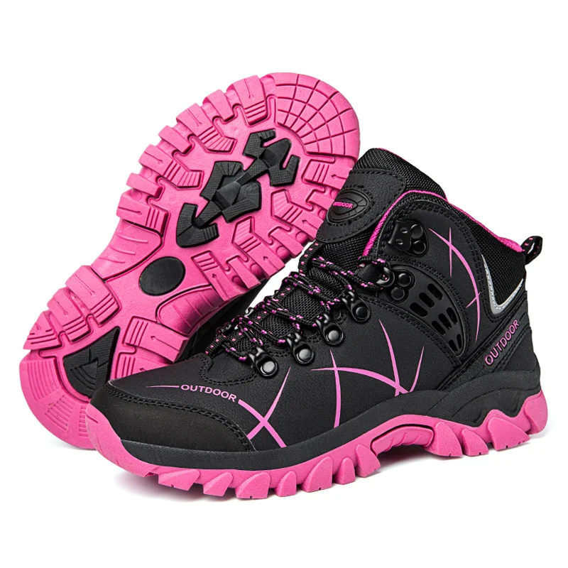Otoño Invierno mujer cuero botines al aire libre zapatos de senderismo Trekking montaña zapatillas seguimiento Treking felpa cálido