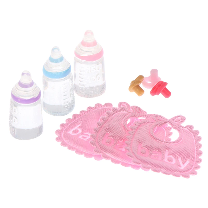 Casa de muñecas en miniatura para bebés, juego de biberones, chupete, accesorio de guardería, regalo, 3 piezas, 1:12