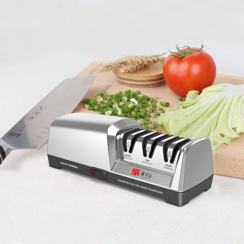 Afilador de Cuchillos Eléctrico Profesional TAIDEA - Sistema de 3 Etapas, Restaura y Pule Cuchillas sin Esfuerzo, Afilador de Cocina