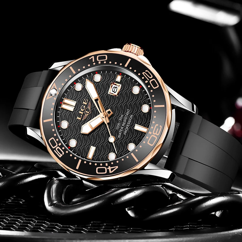 2025 LIGE, nuevos relojes de negocios para hombres, relojes de buceo de lujo de primeras marcas para hombres, reloj de fecha resistente al agua, reloj deportivo, reloj Masculino + caja