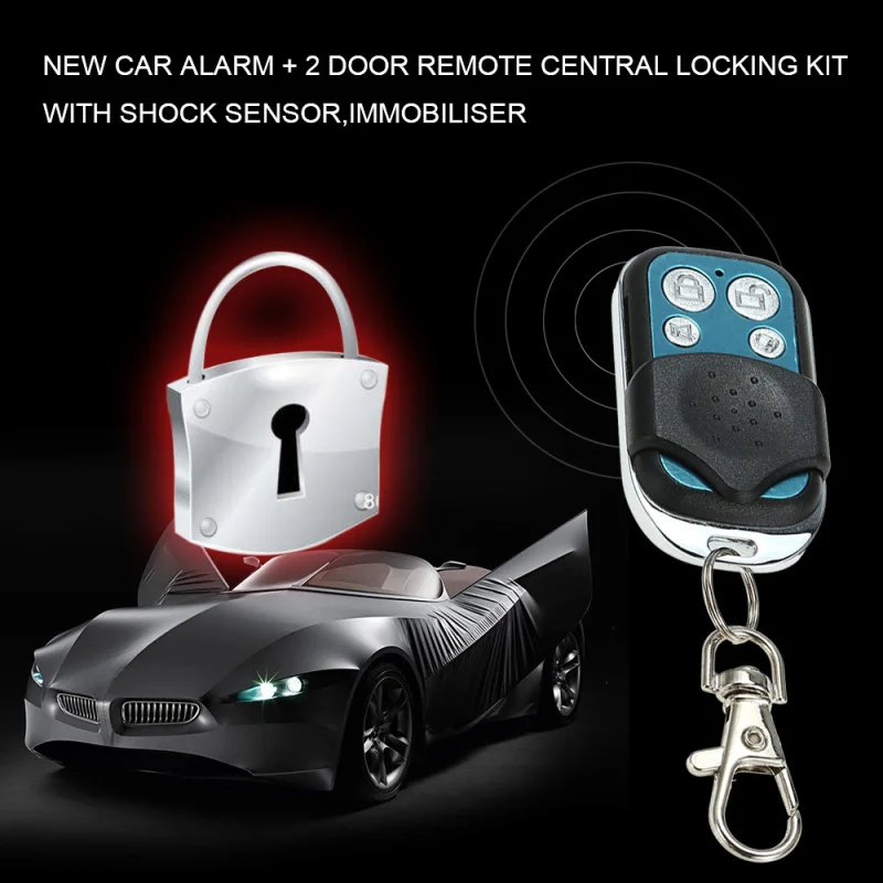 KIT de alarma de coche + bloqueo centralizado remoto de 2 puertas con inmovilizador de SENSOR de choque, kit de bloqueo CENTRAL remoto, alarma de coche para todo tipo